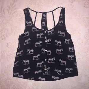 Black and white zebra print tank top